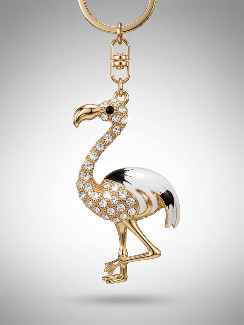 Gold Crystal Flamingo Keychain or Bag Charm NWT - Picture 1 of 2